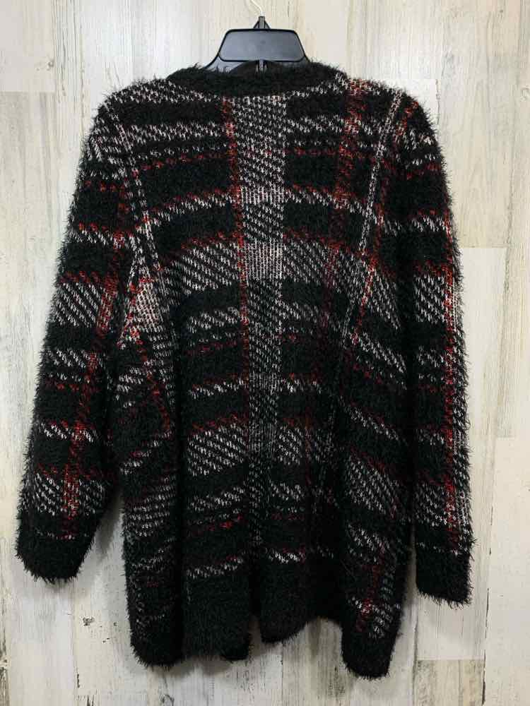 PRE-OWNED LANE BRYANT Tops Size 22/24 BLACK/RED/WHITE Plaid SWEATER Sweater/PLAI