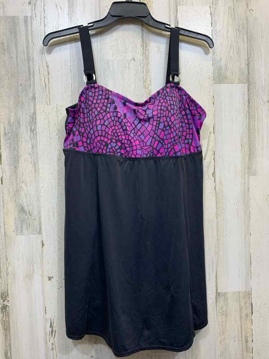 PRE-OWNED JACLYN SMITH Swimwear Size 20 PURPLE/BLACK EMPIRE Swimsuit/SWIM DRESS