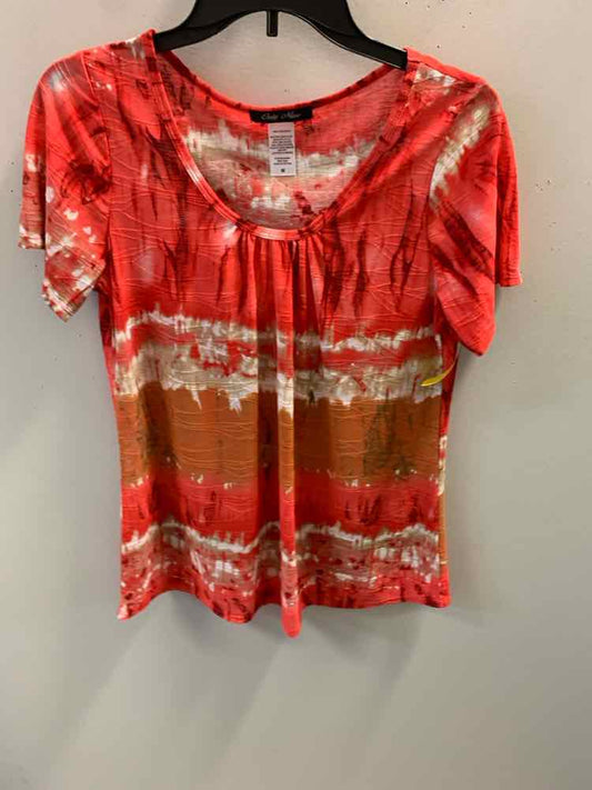 ONLY 9 Tops Size M RED/WHT/TAN/ORG Stripe TOP