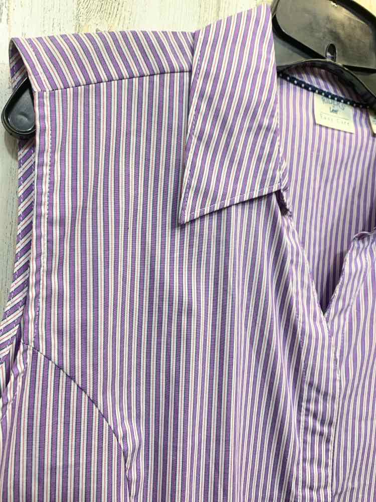 PRE-OWNED LEE Tops Size XXL LAVENDER/WHITE/PINK VERTICAL STRIPES Shirt/SLEEVELES