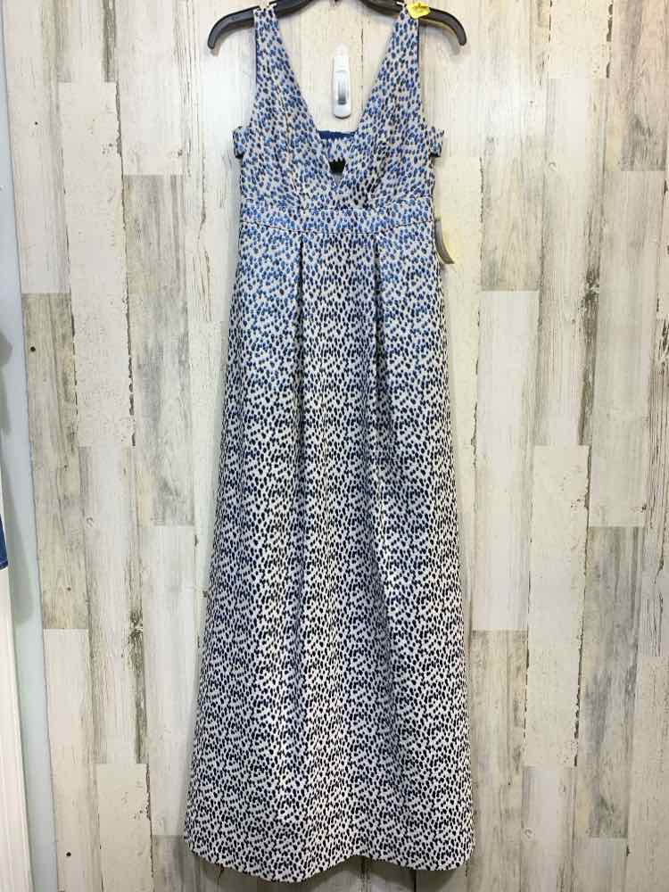 PRE-OWNED NICOLE MILLER Dresses and Skirts Size 4 WHITE/BLUE Gown/Evening Wear/W