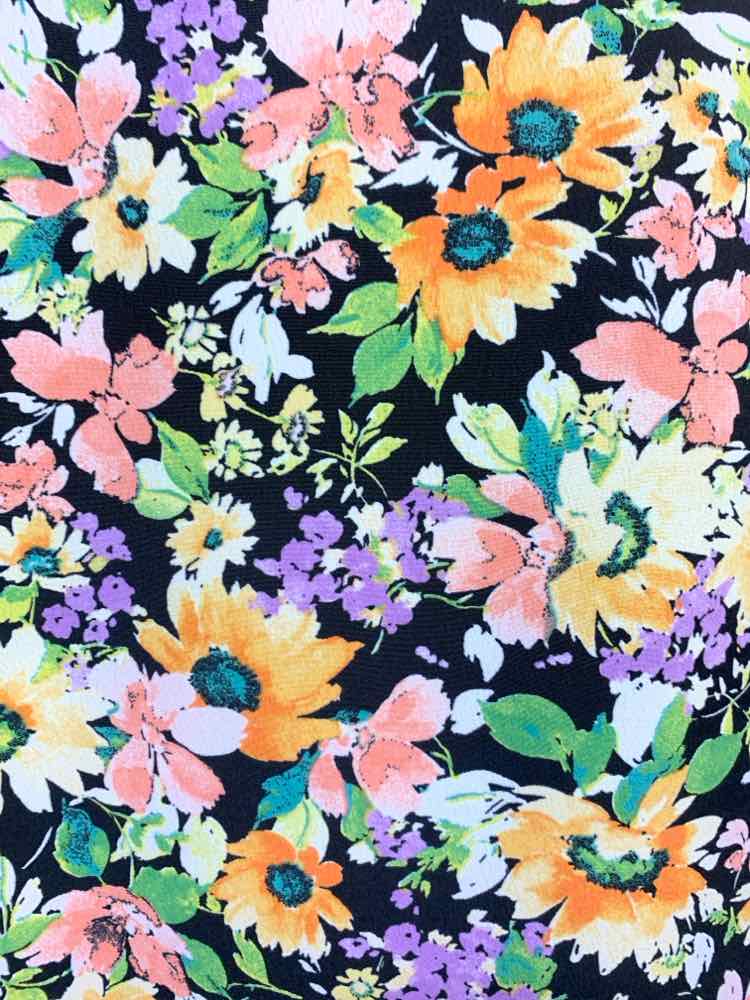 NWT JODIFL Tops Size M WHT/PRPL/YLOW Floral BAT SLEEVES/V NECK Blouse