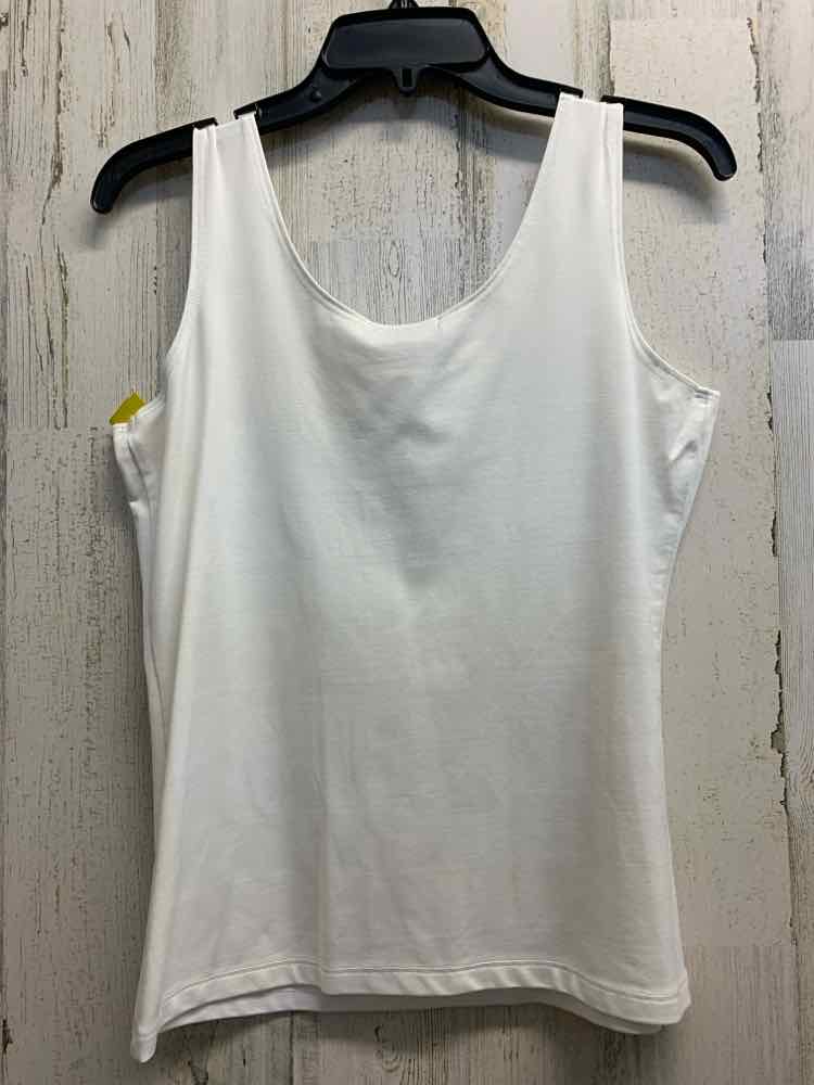 PRE-OWNED ANUE LIGNE Tops Size L White Solid TANK TOP Tank Top/WHITE TANK TOP