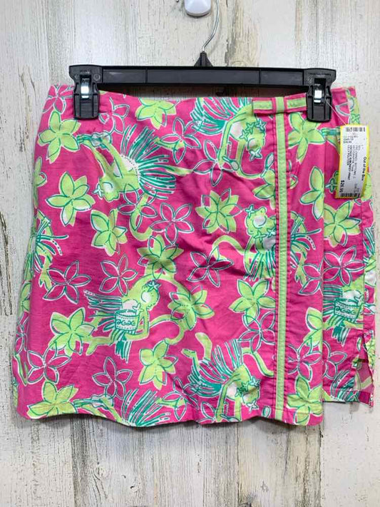 PRE-OWNED LILLY PULITZER 2 BOTTOMS WHT/GRN/PNK Floral/VINTAGE W/MONKEY TRIM Mini