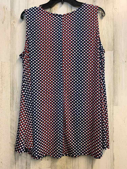 PRE-OWNED CATO Tops Size L RED/WHT/NAVY DOTS SLEEVELESS TOP