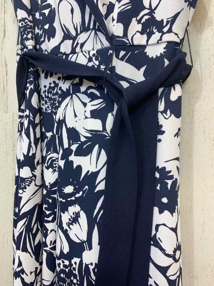 NWT SHELBY & PALMER Dresses and Skirts Size 10 NAVY/WHITE TROPICAL WRAP Dress/TR
