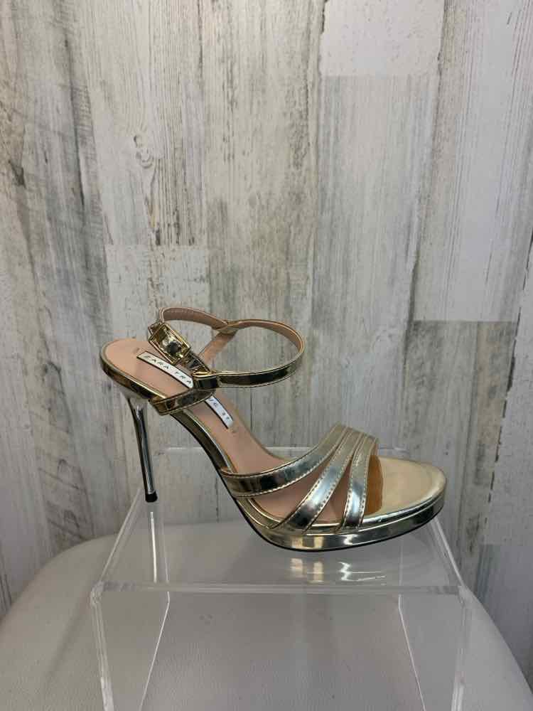 ZARA SHOES 37 Gold STILETTO Shoes