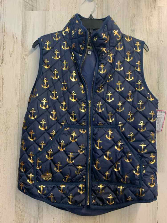 PRE-OWNED SIMPLY SOUTHERN Tops Size M NAVY/GOLD ANCHORS VEST Vest/NAVY/GOLD ANCH