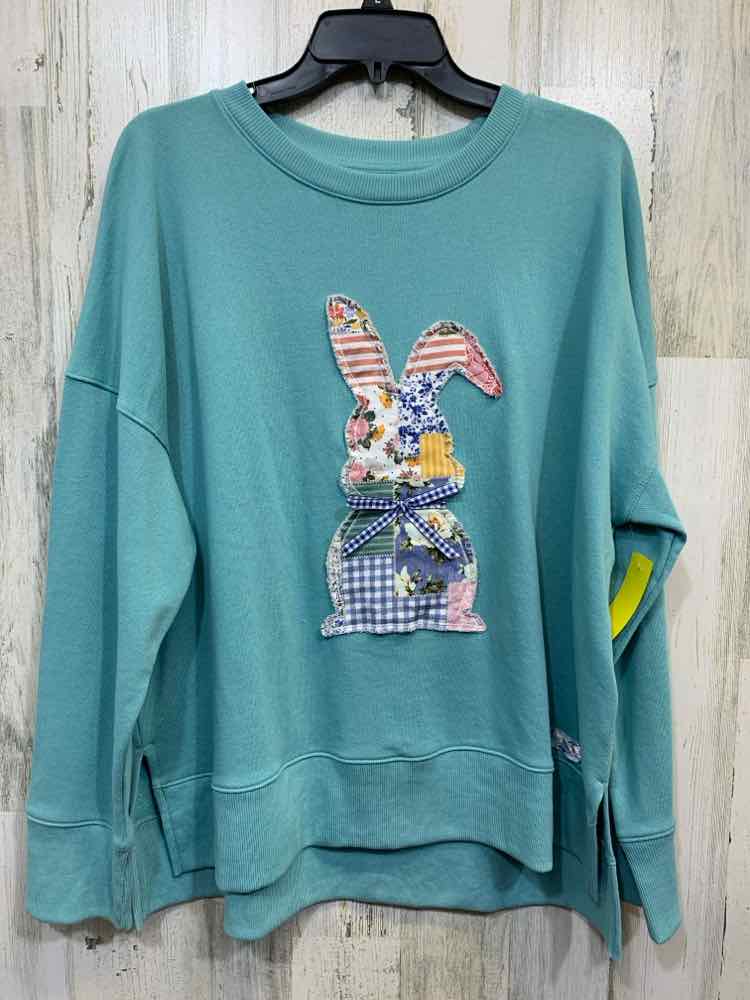 PRE-OWNED TIME & TRU Tops Size XL SEAFOAM RABBIT CREW NECK Sweater/SEAFOAM COLOR