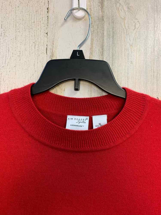 PRE-OWNED KIM ROGERS Tops Size XL Red LONG SLEEVES TOP/PLAIN RED SWEATER