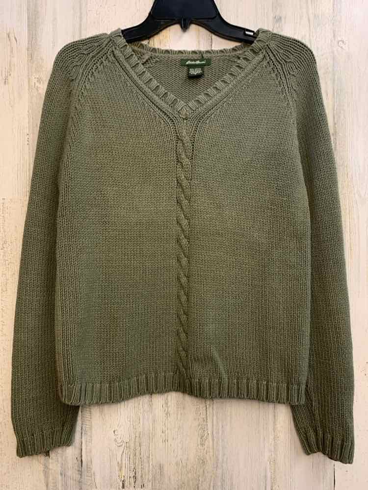 PRE-OWNED EDDIE BAUER Tops Size S SAGE LONG SLEEVES TOP/V-NECK