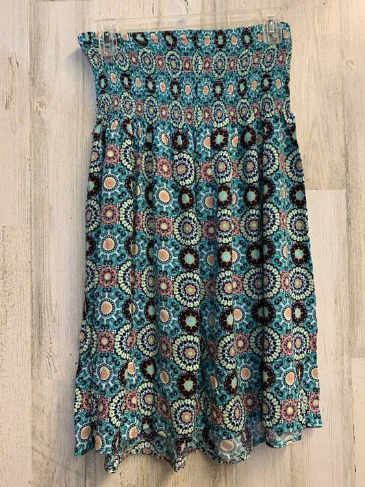 DEREK HEART Dresses and Skirts Size L AQUA/BLK/PNK/WHT MEDALION A-LINE Skirt