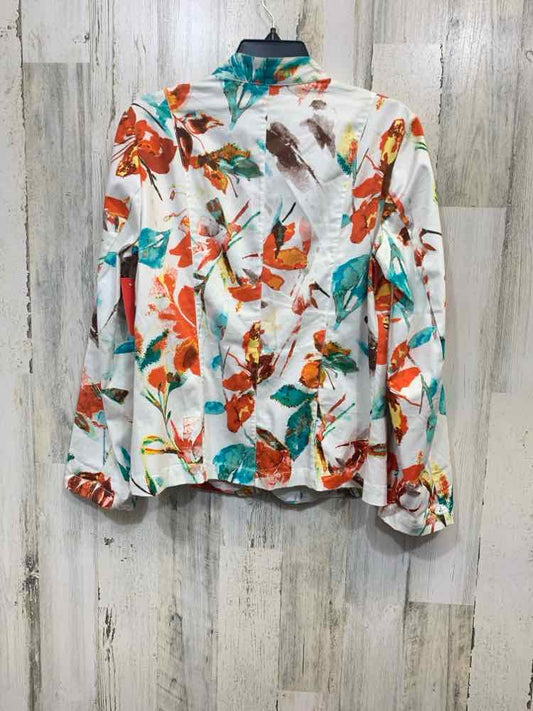 PRE-OWNED ADDITIONS BY CHICO'S Tops Size M WHITE/MULTI COLORED Jacket (Outdoor)/