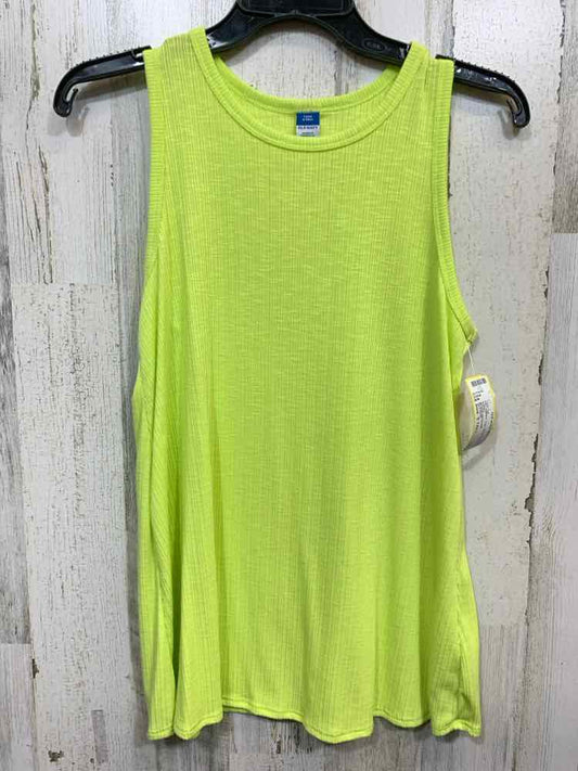 PRE-OWNED OLD NAVY Tops Size S TALL NEON YELLOW RIBBED/ SCOOP NECKLINE Tank Top