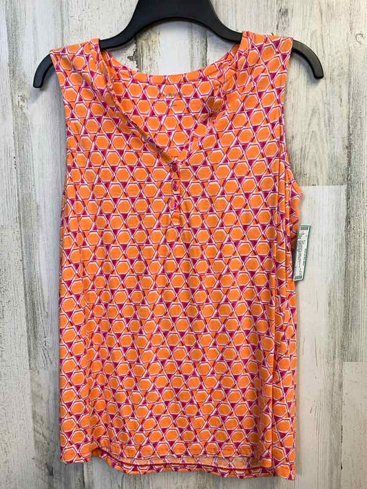 PRE-OWNED KIM ROGERS Tops Size S ORNG/PNK HEXAGON SLEEVELESS TOP