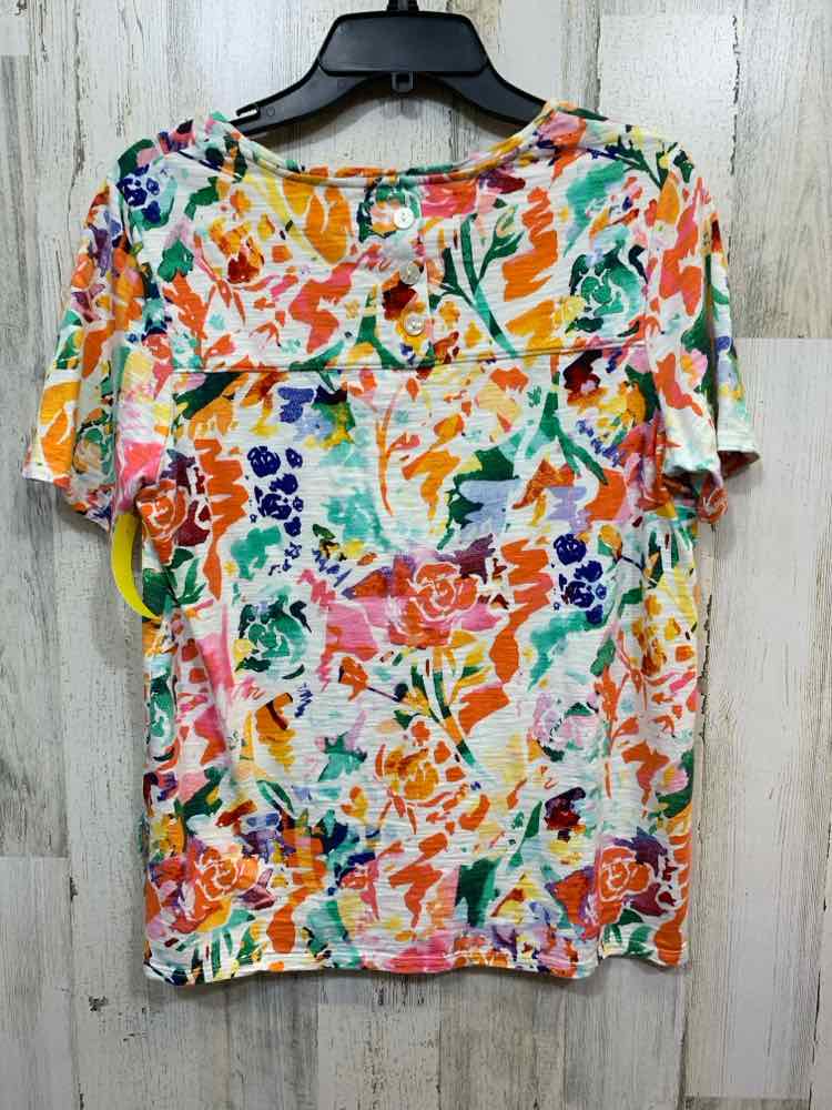 PRE-OWNED CHICO'S/TEXTURED KNIT COLORFUL FLORAL TEE