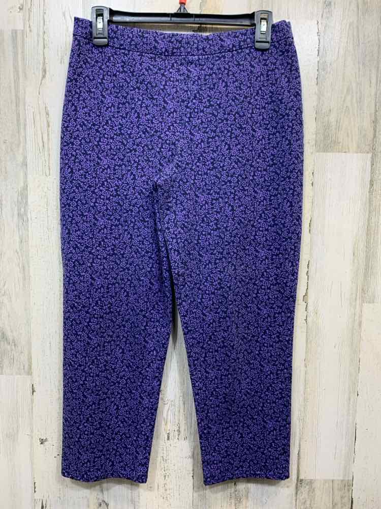 PRE-OWNED Size 10P ISAACMIZRAHILIVE BOTTOMS NAVY/PUR Floral CAPRI CAPRI/NAVY/PRP