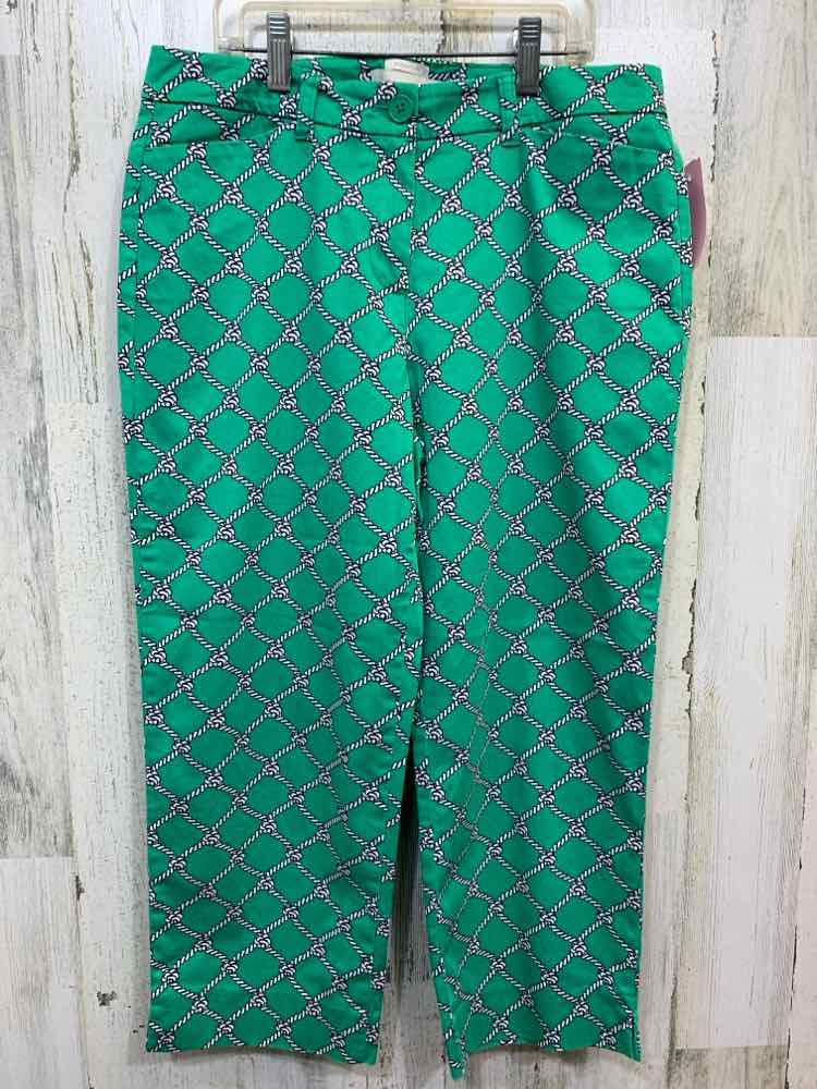 PRE-OWNED Size 4 TALBOTS BOTTOMS GREEN/WHITE/BLACK ROPE/CHAIN CAPRI Pants/CAPRI