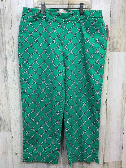 PRE-OWNED Size 4 TALBOTS BOTTOMS GREEN/WHITE/BLACK ROPE/CHAIN CAPRI Pants/CAPRI