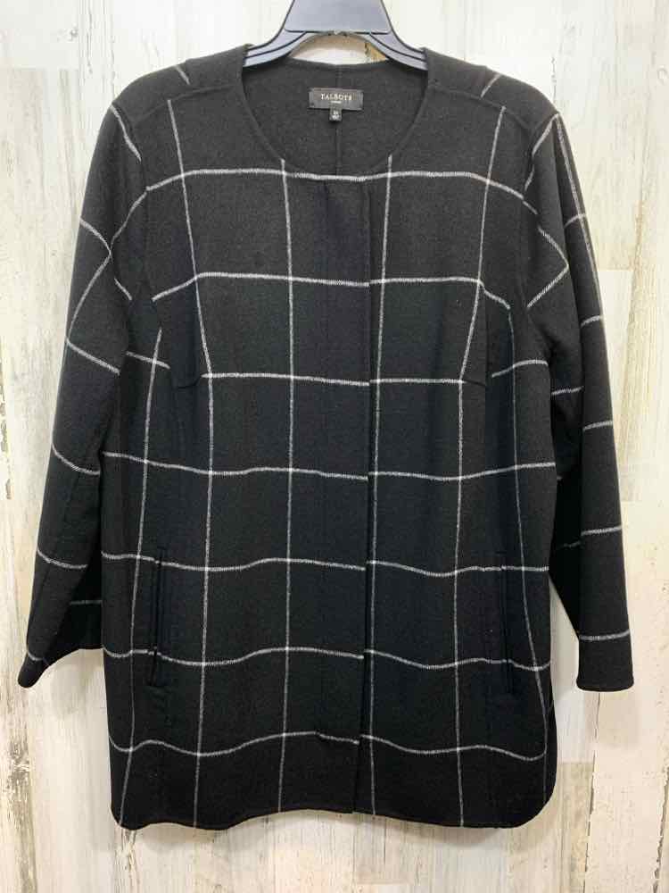 PRE-OWNED TALBOTS JACKETS / COATS Size 2X BLACK/WHITE CheckeredZIP UP W/S Jacket