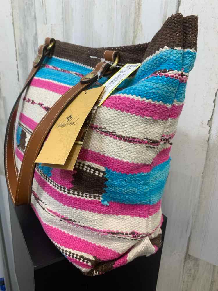 NWT PATRICIA NASH AQUA/HOT PINK/BROWN/WHITE Handbag