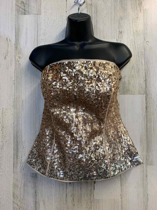 WHITE/BLACK MARKET Tops Size 4 Gold Sequined STRAPLESS TOP