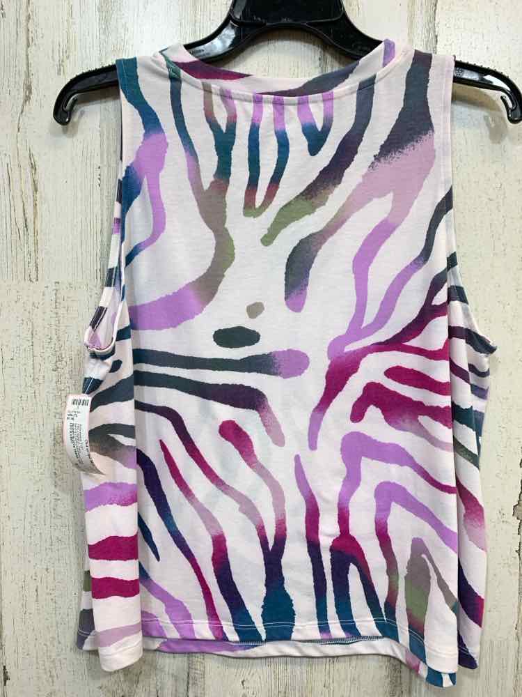 PRE-OWNED LOU & GREY Tops L WHT/LVDR/FUSH/PRPL/TEAL ZEBRA Activewear TOP/SHORT S