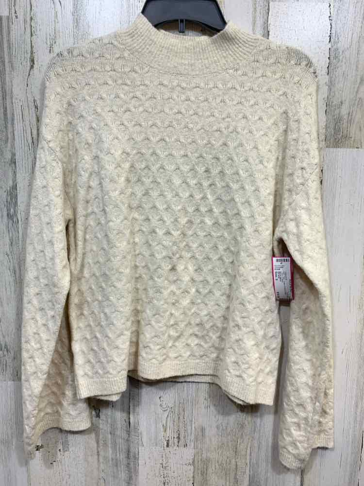 NWT ON 34TH Size S Tops Cream HONEYCOMB LONG SLEEVE/MOCK NECK SWEATER