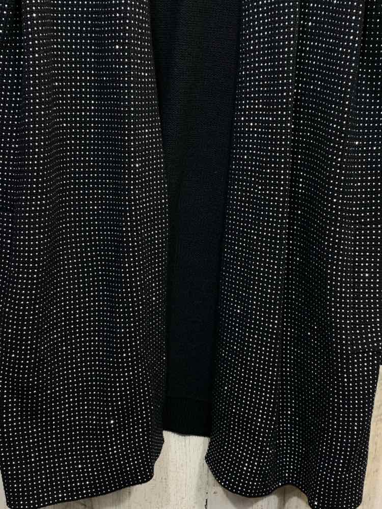 NWT INC Size L JACKETS / COATS BLK/SLVR DOTS OPEN FRONT Cardigan