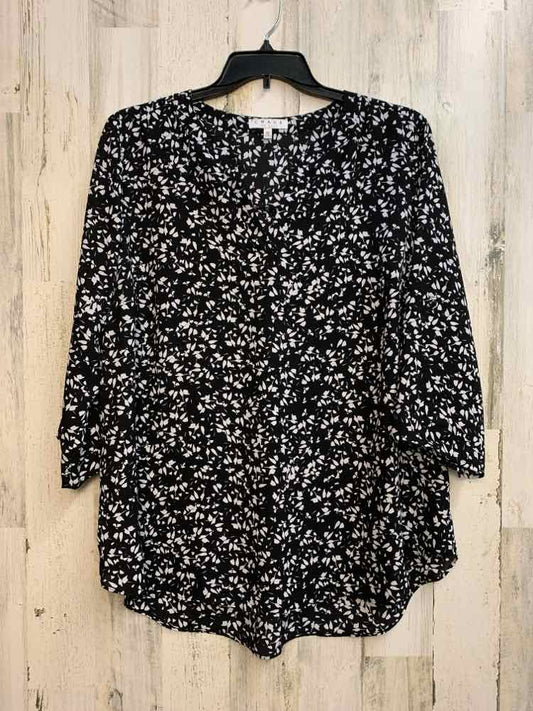 CHAUS PLUS SIZES Size 2X BLK/WHT LEAVES 3/4 LENGTH TOP