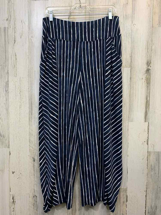 Size 12 SYMPLI BATH ASSESORIES BLU/WHITE Spandex Stripe ELASTIC WASTE WIDE LEG