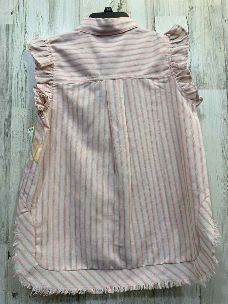 NWT GIGIO Tops Size M WHITE/PINK Stripe BUTTON DOWN Blouse