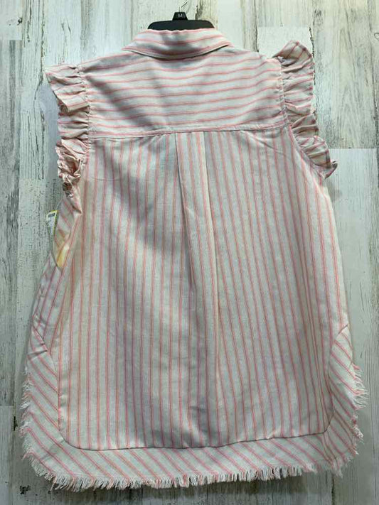 NWT GIGIO Tops Size M WHITE/PINK Stripe BUTTON DOWN Blouse