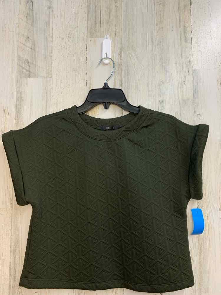 PRE-OWNED FOREVER 21 Tops Size S Olive SHORT SLEEVES TOP/GEOMETRIC DESIGN