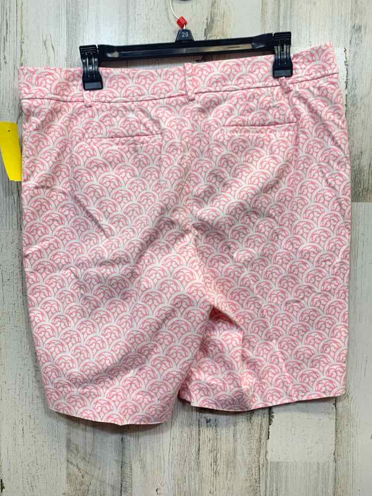 PRE-OWNED Size 12P TALBOTS BOTTOMS FLAT FRONT WHT/PNK SCALLOPED PRINT SHORTS