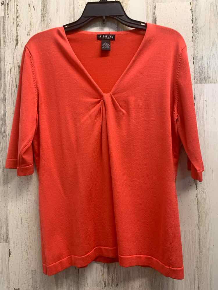 PRE-OWNED J'ENVIE Tops Size L CORAL Solid 3/4 SLEEVE Blouse/CORAL 3/4 SLEEVE W/