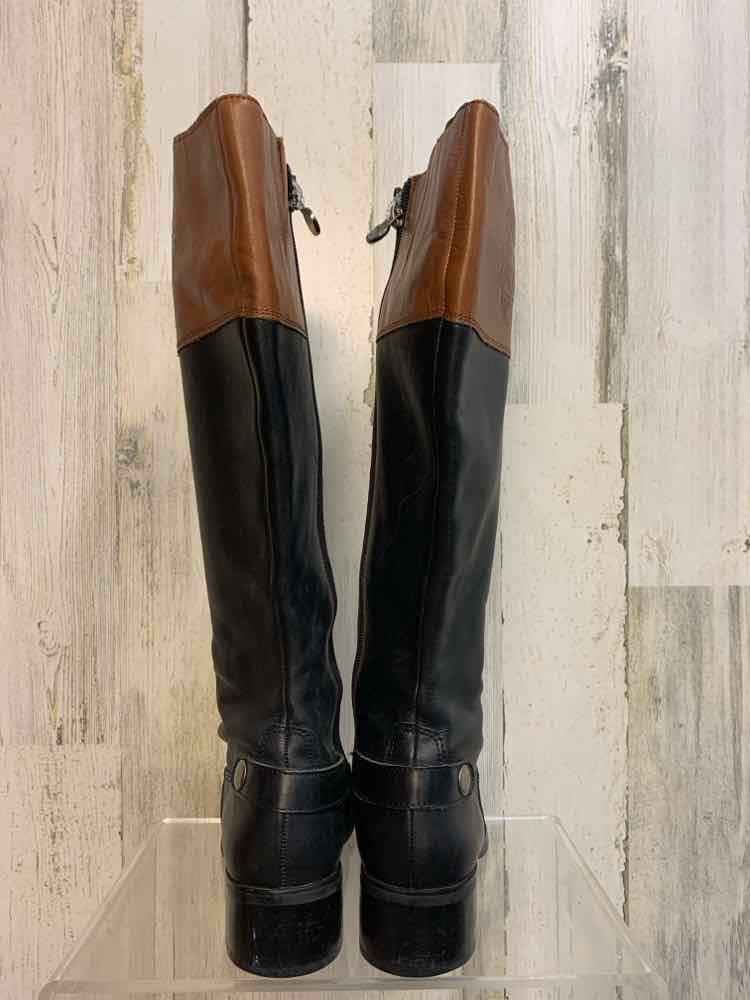 PRE-OWNED ETIENNE AIGNER SHOES 7 BLK/BRN Shoes/WIDE SHAFT BOOTS