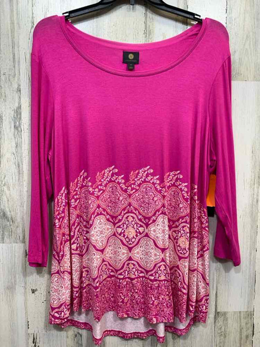 NWT JM COLLECTION Tops Size 2X PNK/WHT Floral LONG SLEEVE Blouse
