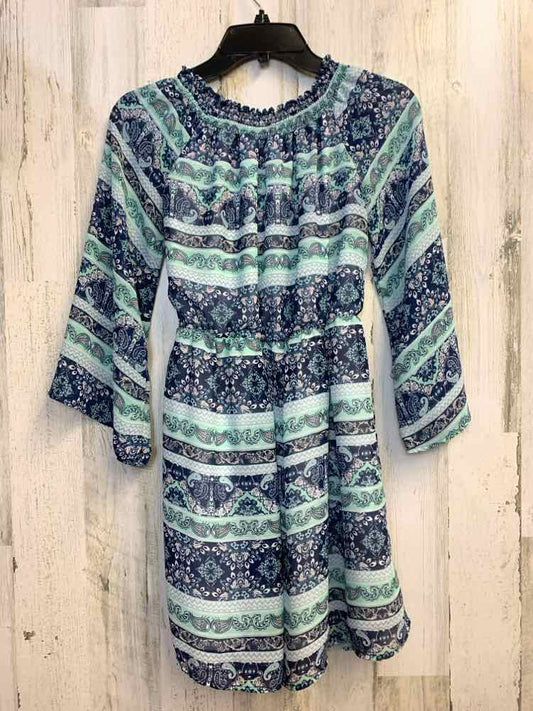 ALYA Dresses and Skirts Size S MINT/NAVY/WHT PAISLEY/STRIPE LONG SLEEVES Dress