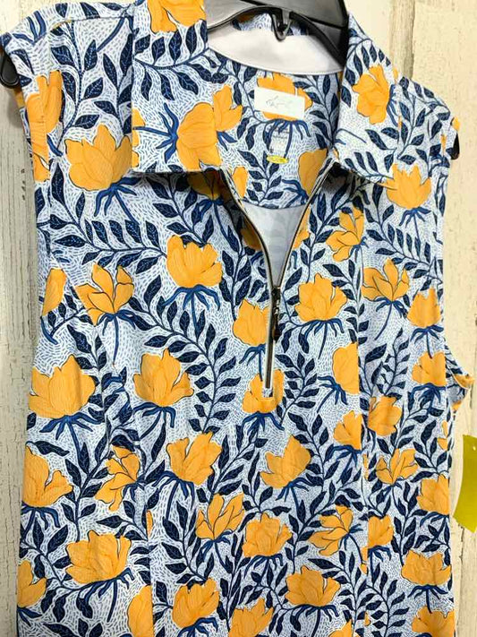 PRE-OWNED GREG NORMAN/POPPY PRINT STRETCH ZIP DRESS
