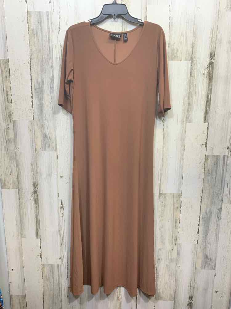 PRE-OWNED ATTITUDES BY ROSIE Dresses and Skirts Size PM Beige Solid Dress/V NECK