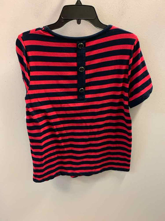 ANNE KLIEN Tops Size L RED/NAVY CHEVRON TOP