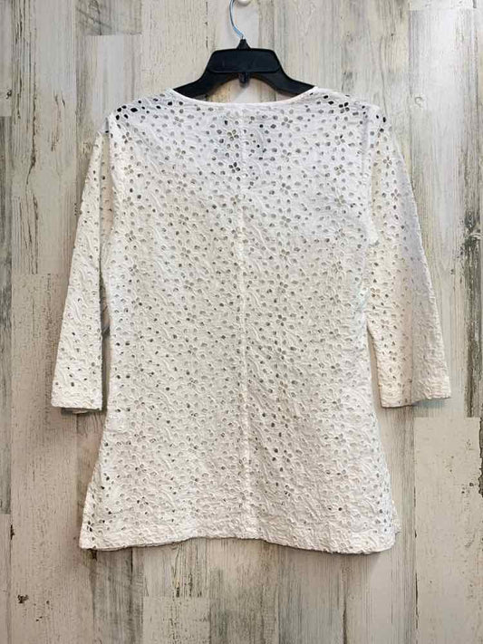 TALBOTS Tops Size 6 White Eyelet 3/4 LENGTH TOP