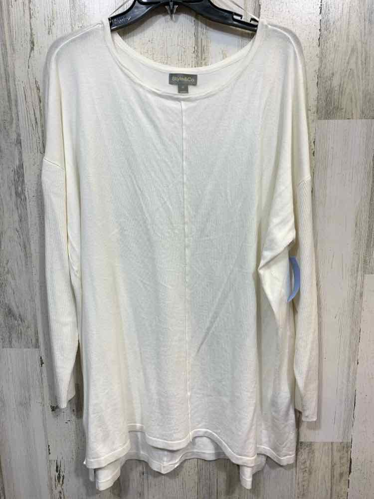 NWT STYLE & CO Size 2X Tops Cream 3/4 SLEEVE Shirt