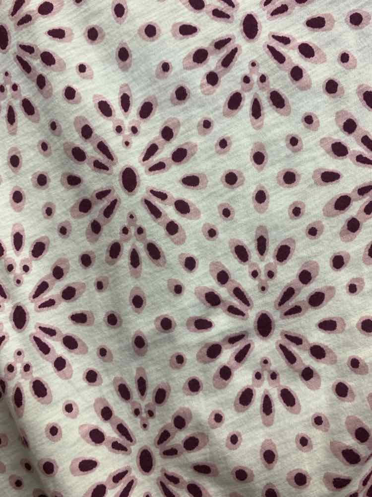 PRE-OWNED LOFT Tops Size M WHITE/PURPLE DOTS SHORT SLEEVES Shirt/V-NECK SHORT SL