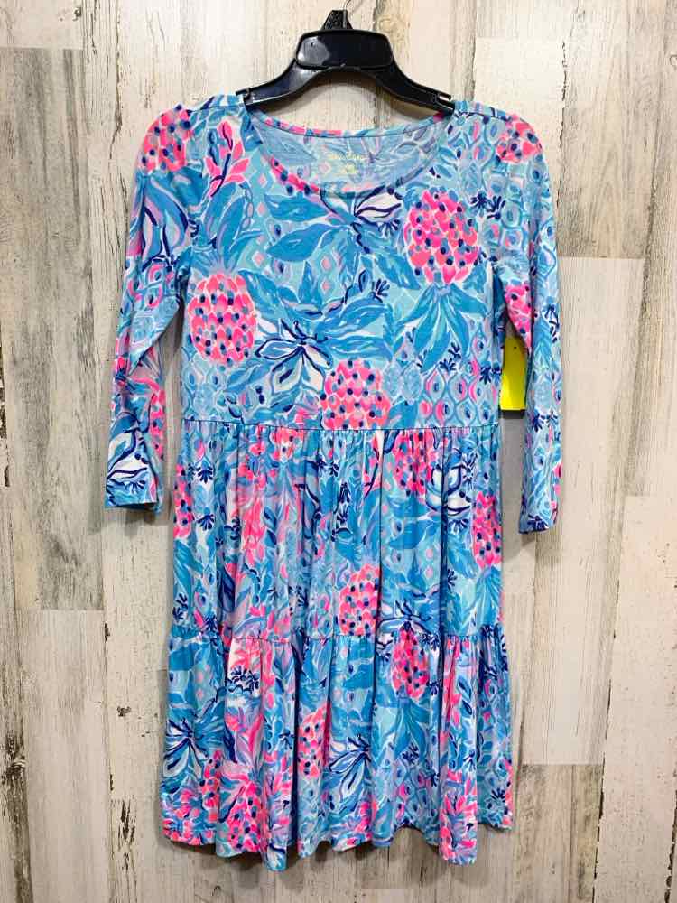 PRE-OWNED LILLY PULITZER/VIBRANT SWING STYLE 3/4 SLEEVE W/ TROPICAL PRINT