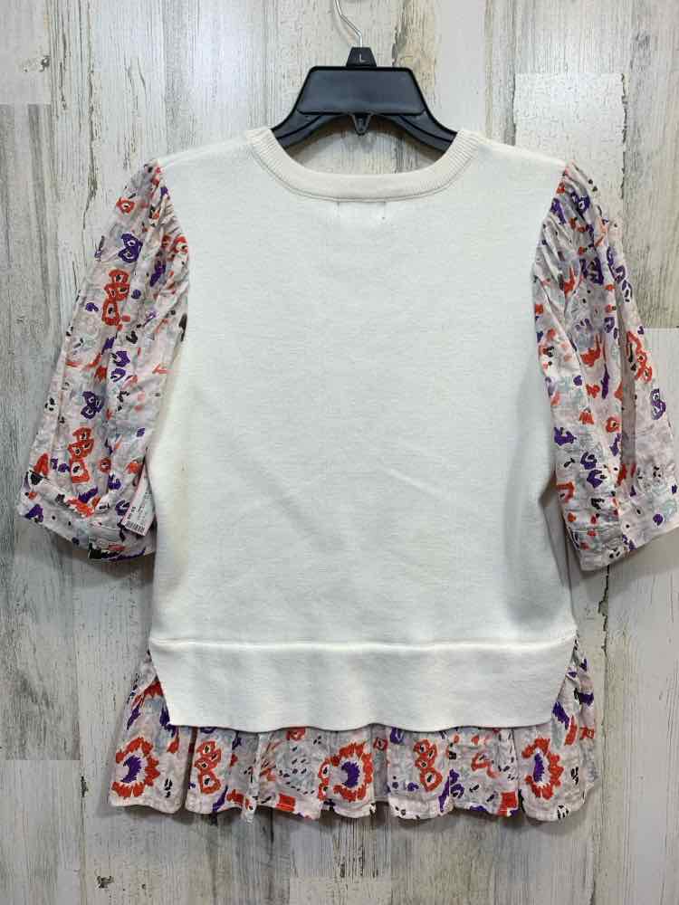 PRE-OWNED FATE Tops Size S WHT/PRPLE/RED/BLCK Floral SHORT SLEEVES Shirt/FLORAL