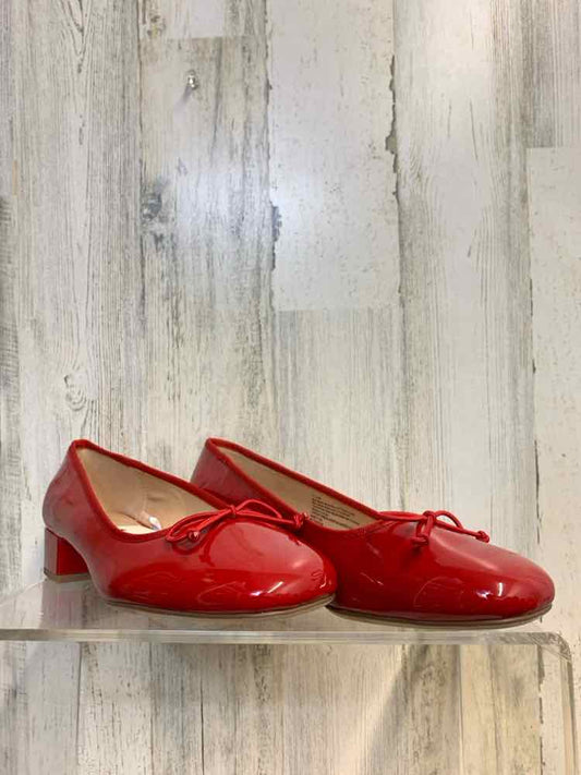 NWT A NEW DAY SHOES Shoe Size 7.5 Red PATENT LEATHER Solid BALLET HEEL Shoes/RED