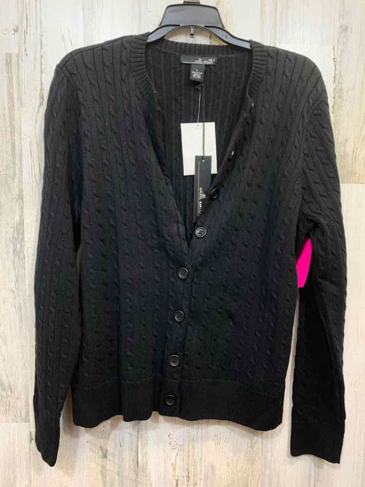 NWT WILLI SMITH Tops Size L Black CABLE BUTTON UP Sweater/BLACK CABLE BUTT