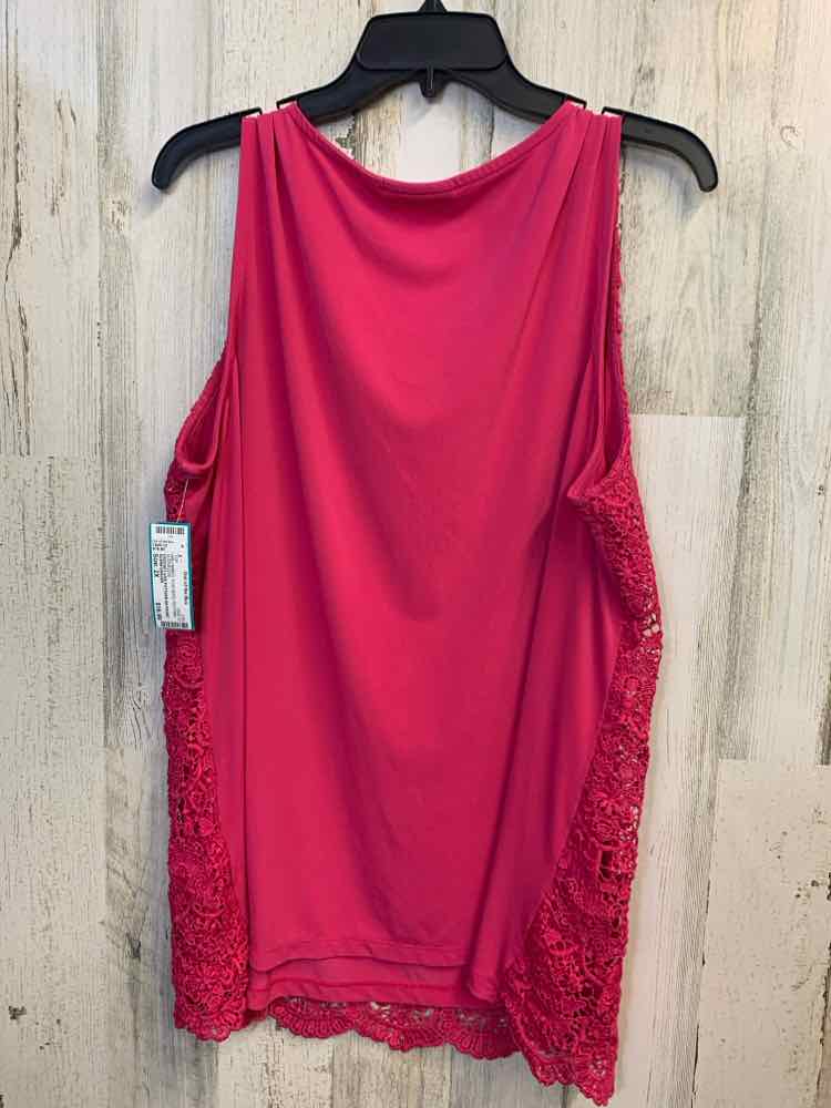 PRE-OWNED SUSAN GRAVER PLUS SIZES Size 2X HOT PINK SLEEVELESS TOP